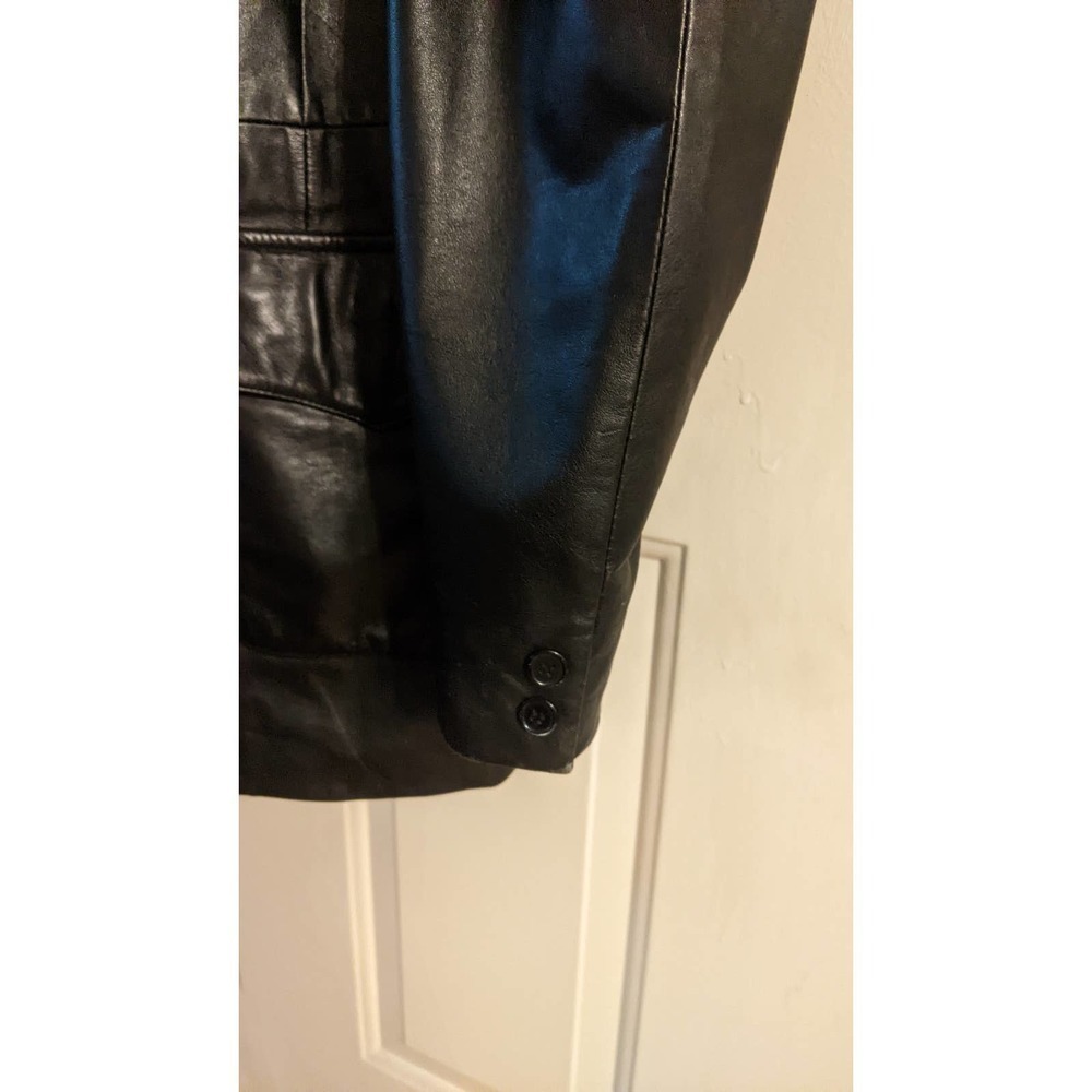Excelled Leather Black Leather Jacket, 46 Tall Vintage - Picture 5 of 15